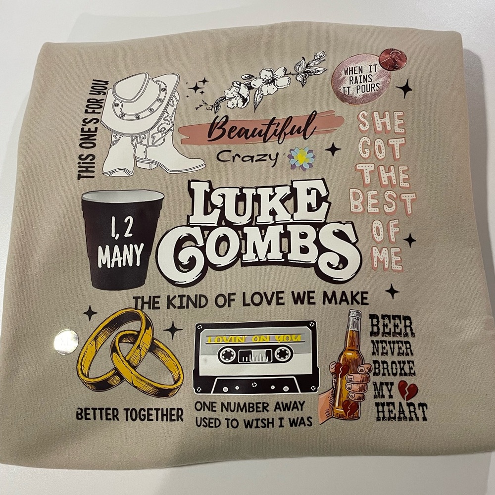 COPY - Brand New Luke Combs Sand Color Crewneck, Size XL